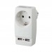 Разветвитель ЭРА SP-1e-USB-W 16А на 1 розетку + 2 USB