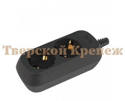 Колодка ЭРА KX-2e-B 2 розетки с зазeмлением черная Колодка ЭРА KX-2e-B 2 розетки с зазeмлением черная