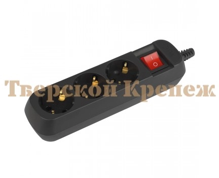 Колодка ЭРА KX-3es-B 3 розетки с заземлением с выключателем черный