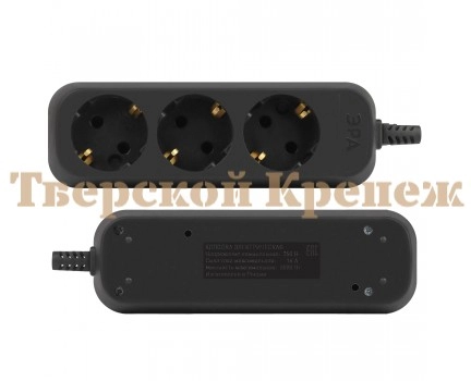 Колодка ЭРА KX-3e-B 3 розетки с зазeмлением черная