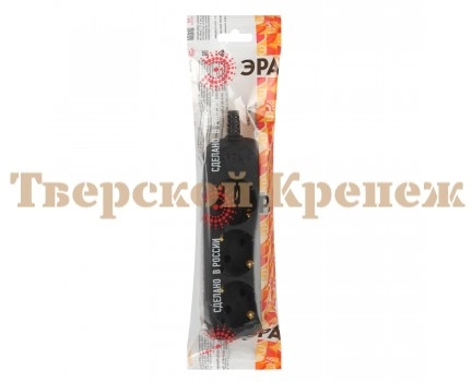 Колодка ЭРА KX-3e-B 3 розетки с зазeмлением черная