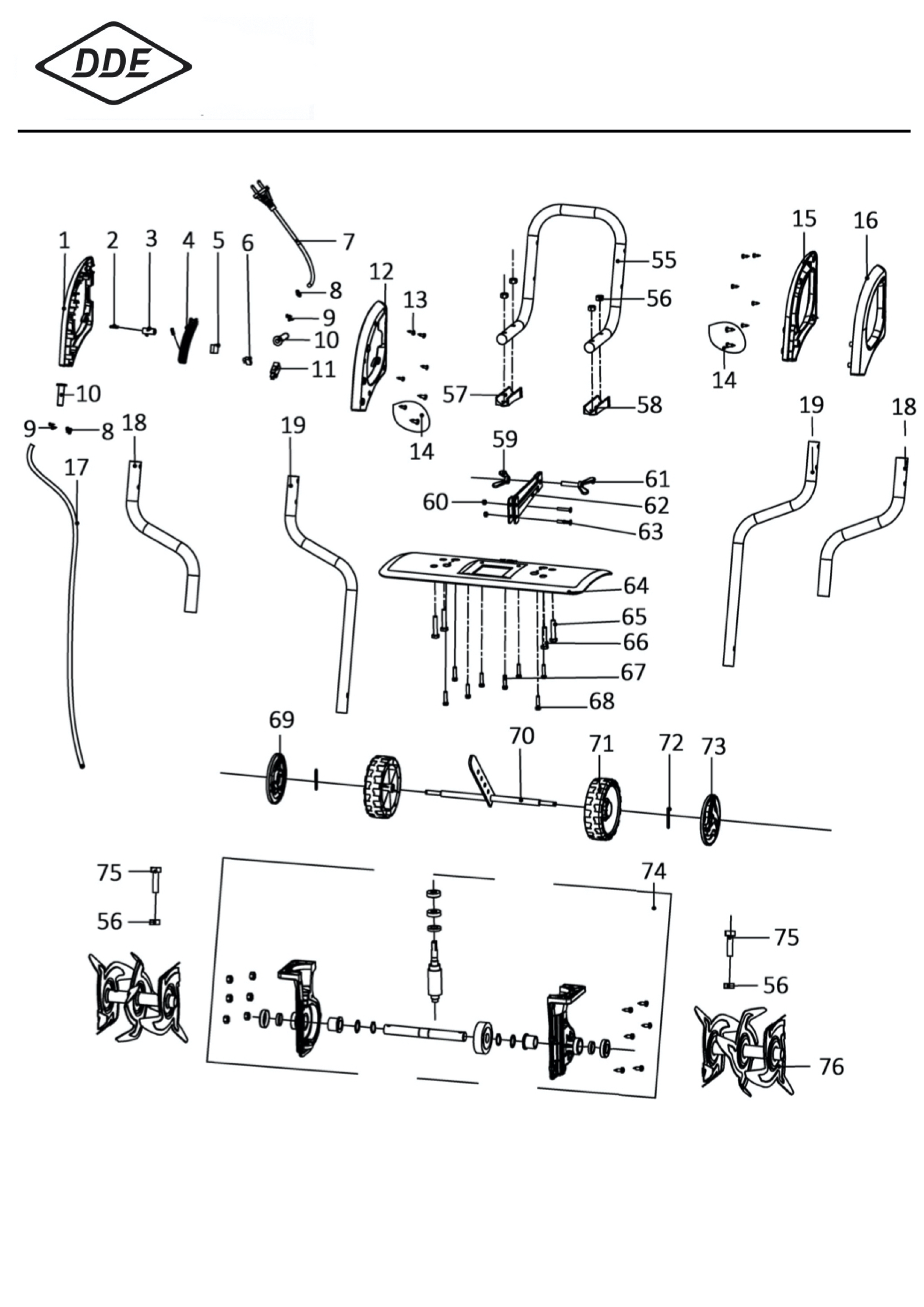 Деталировка запчасти электрокультиватора DDE EC 1800-46 793-114 оптом и в  розницу купить в Твери