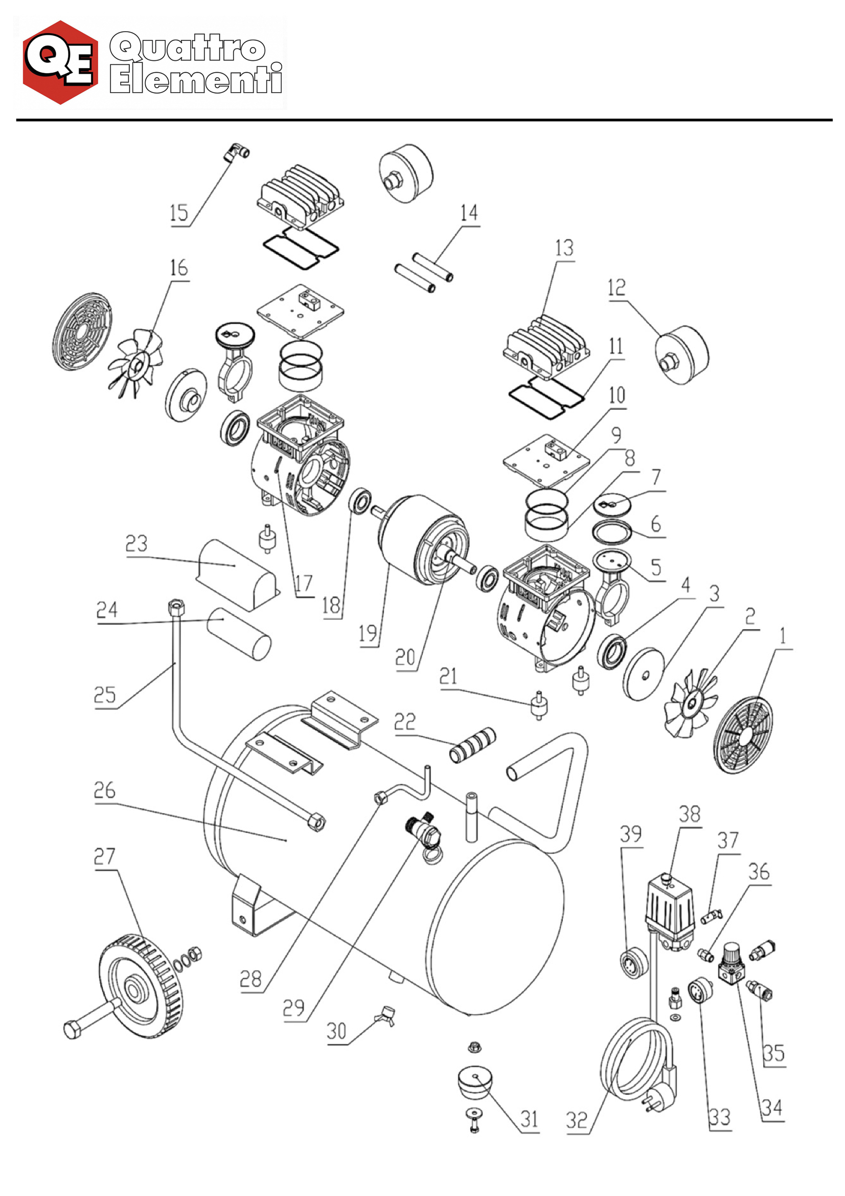 Деталировка и запчасти к воздушному компрессору quattro elementi PACIFIC  50-240 919-761 оптом и в розницу купить в Твери